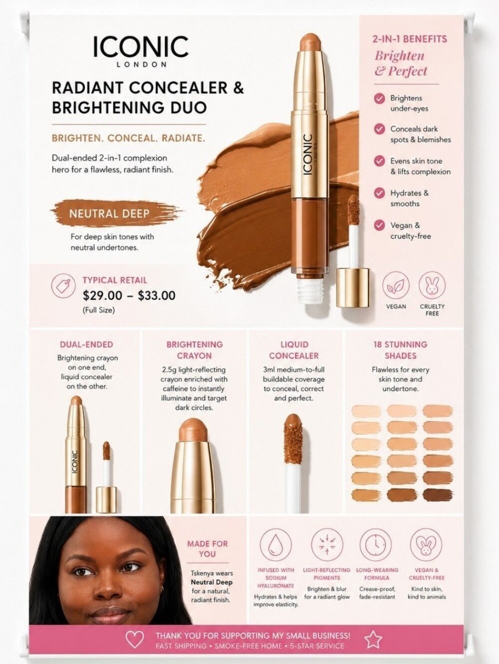 ICONIC London Radiant Concealer & Brightening Duo – Neutral Deep – Full Size